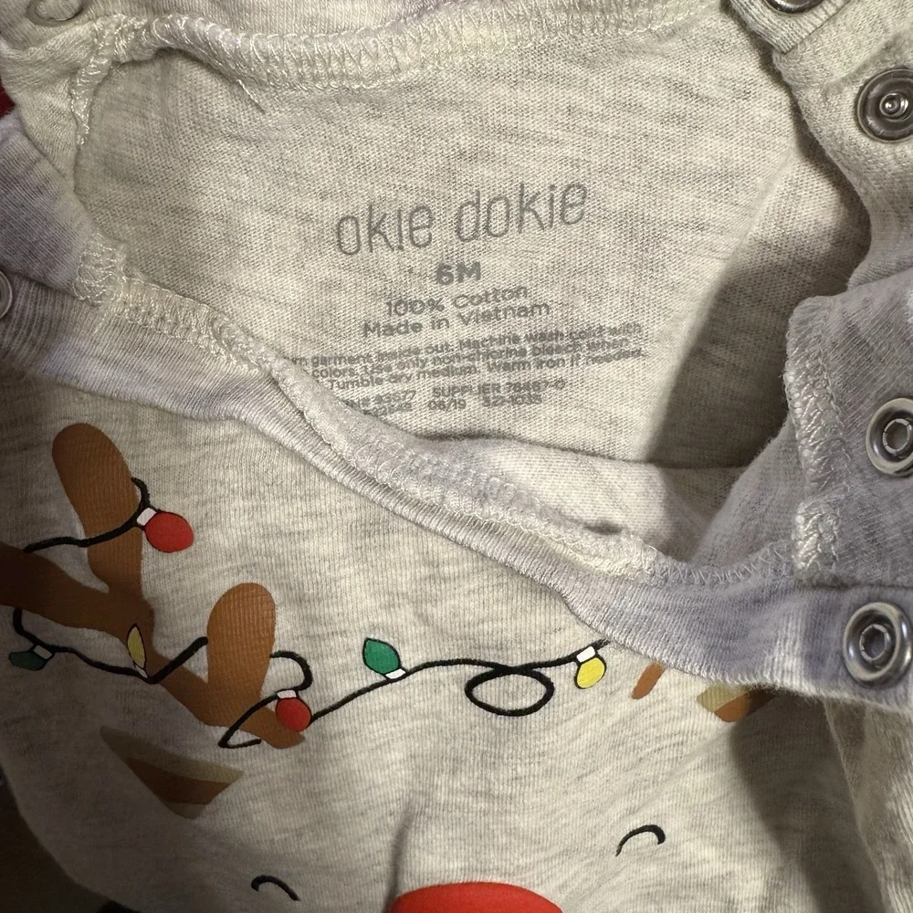 Okie‎ Dokie 6 Mos Baby Christmas Pjs Reindeer Christmas Lights Footies